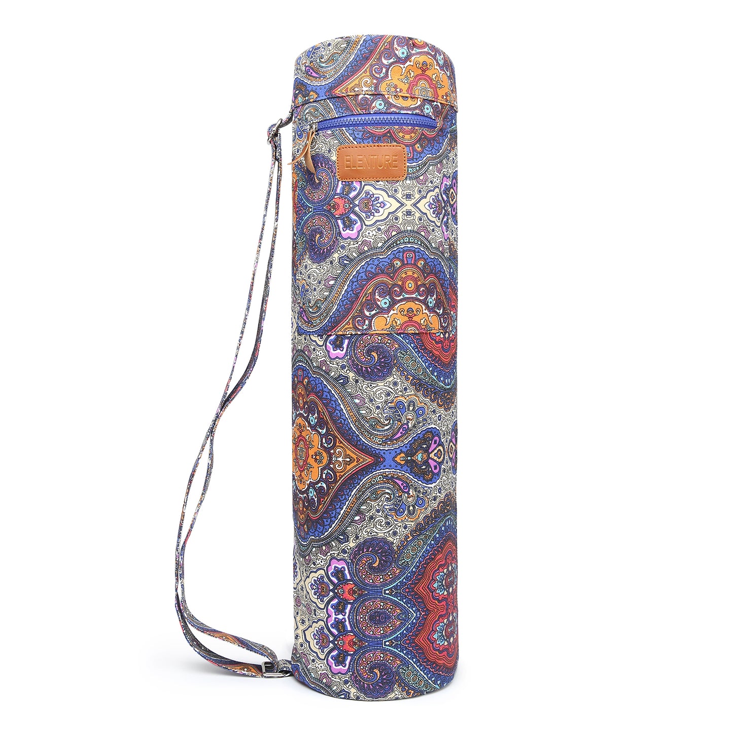 ELENTURE Canvas Yoga Mat Bag with Adjustable Strap & Pockets | Full-Zip Travel Gym Tote for Women & Men | Fits 1/4" & 1/3" Thick Mats