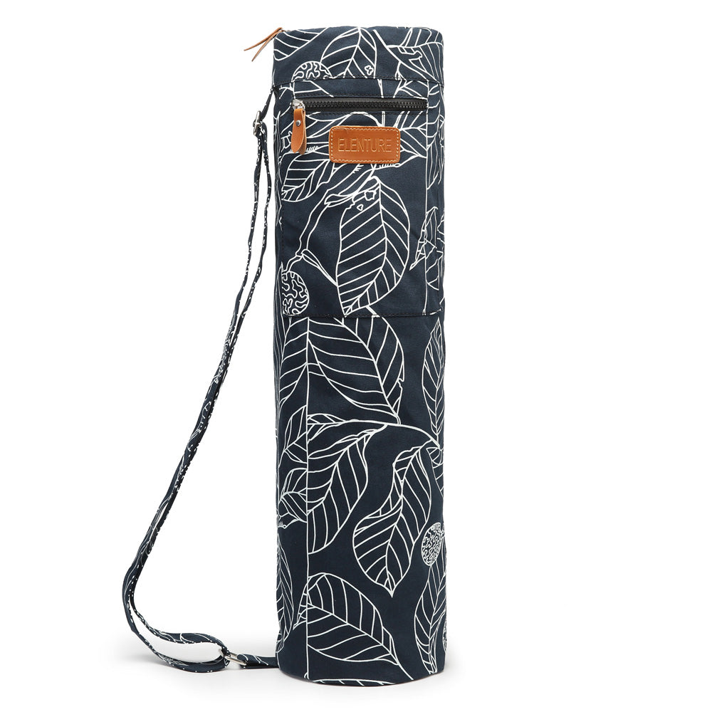 ELENTURE Canvas Yoga Mat Bag with Adjustable Strap & Pockets | Full-Zip Travel Gym Tote for Women & Men | Fits 1/4" & 1/3" Thick Mats
