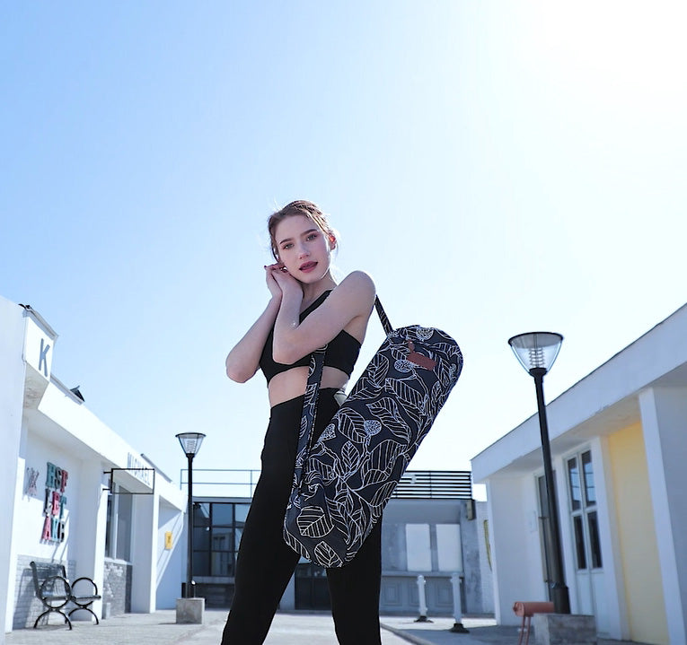 ELENTURE Canvas Yoga Mat Bag with Adjustable Strap & Pockets | Full-Zip Travel Gym Tote for Women & Men | Fits 1/4" & 1/3" Thick Mats
