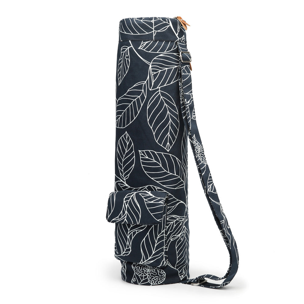 ELENTURE Canvas Yoga Mat Bag with Adjustable Strap & Pockets | Full-Zip Travel Gym Tote for Women & Men | Fits 1/4" & 1/3" Thick Mats