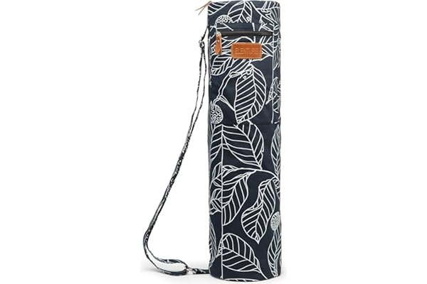 ELENTURE Canvas Yoga Mat Bag with Adjustable Strap & Pockets | Full-Zip Travel Gym Tote for Women & Men | Fits 1/4" & 1/3" Thick Mats