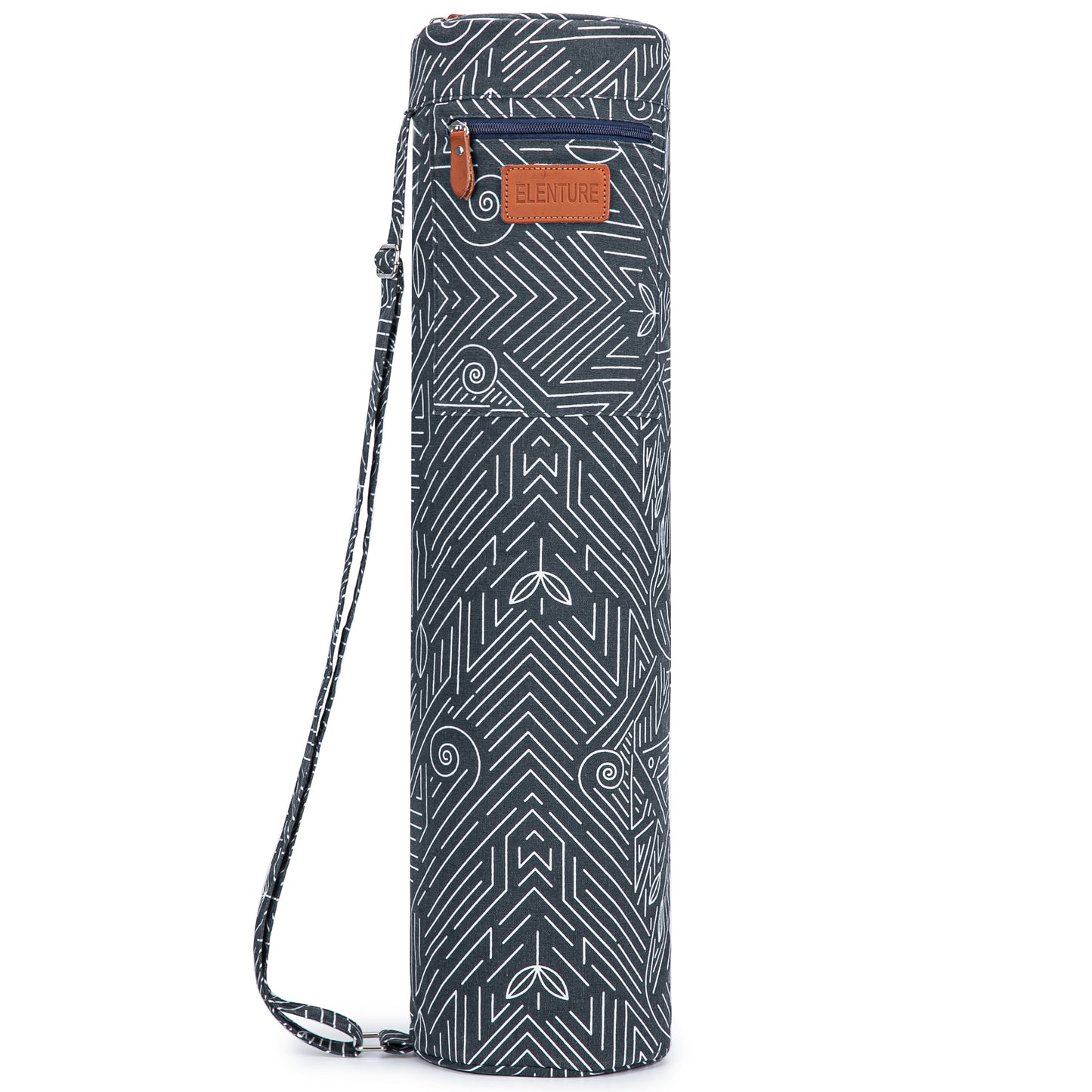 ELENTURE Canvas Yoga Mat Bag with Adjustable Strap & Pockets | Full-Zip Travel Gym Tote for Women & Men | Fits 1/4" & 1/3" Thick Mats